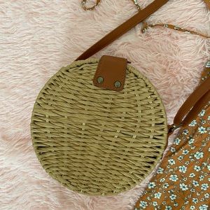 Straw Cross Body Round Bag